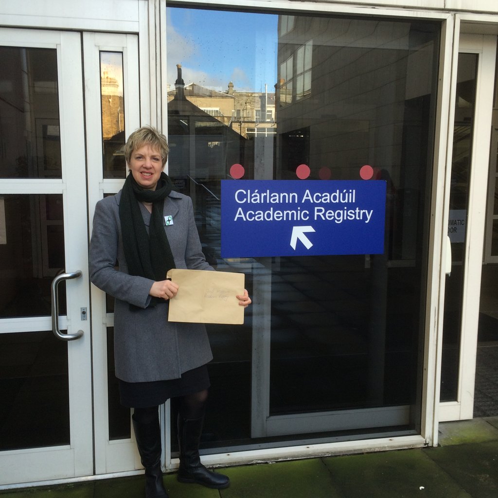 Ivana Bacik on her way to hand in her Seanad Election 2016 nomination papers